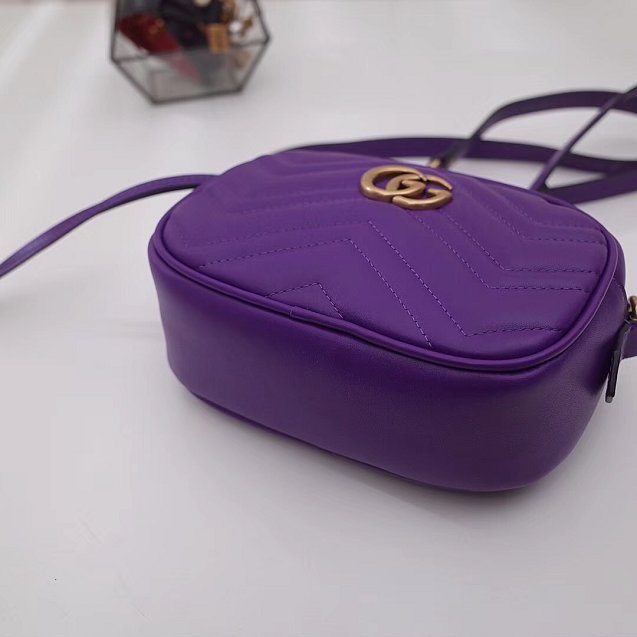 2018 GG marmont matelasse calfskin mini bag 448065 purple