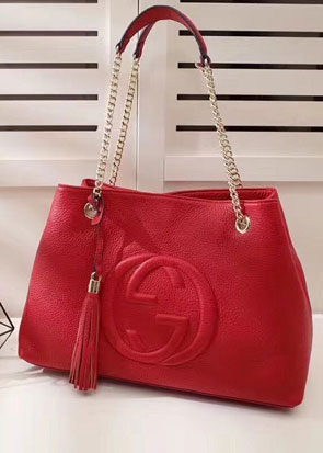 GG original calfskin leather tote bag 308982 red