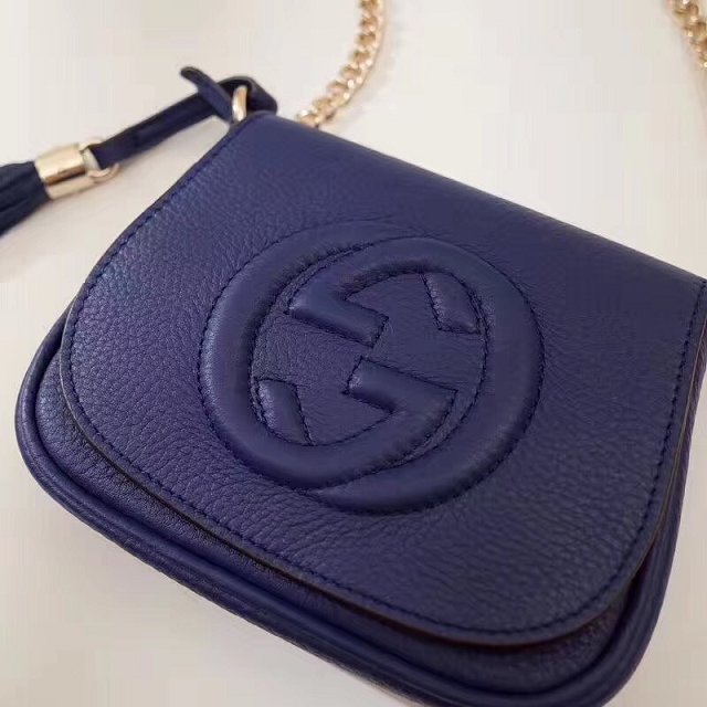 GG original calfskin mini shoulder bag 323190 navy blue