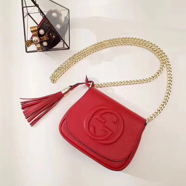 GG original calfskin mini shoulder bag 323190 red