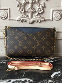 Louis vuitton original monogram pallas clutch M44058 navy blue