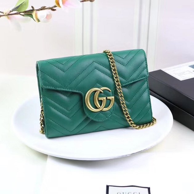 GG margaret original calfskin mini chain bag 474575 green 