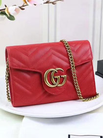 GG margaret original calfskin mini chain bag 474575 red