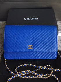 CC original grained leather woc chain bag 33814-8 royal blue