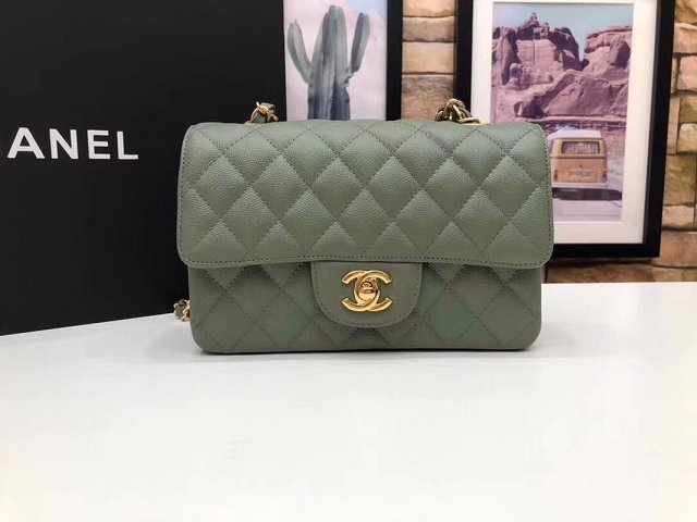 CC original grained calfskin mini flap bag A69900 olive