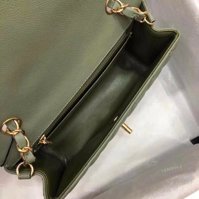 CC original grained calfskin mini flap bag A69900 olive