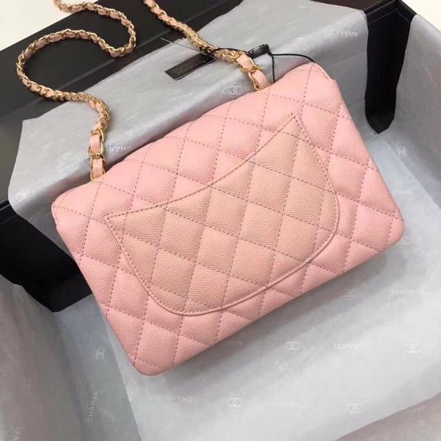 CC original grained calfskin mini flap bag A69900 pink