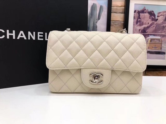 CC original grained calfskin mini flap bag A69900 white