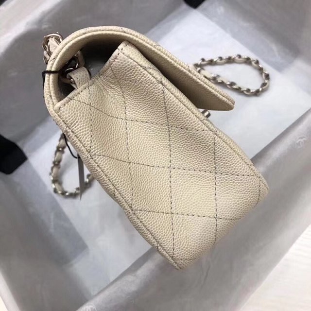 CC original grained calfskin mini flap bag A69900 white