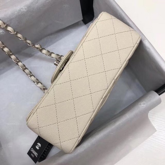 CC original grained calfskin mini flap bag A69900 white