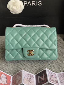 CC original lambskin mini flap bag A69900 lake blue