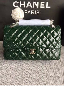 CC original patent calfskin medium flap bag A69901 green