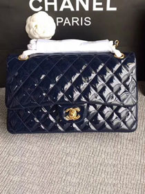 CC original patent calfskin medium flap bag A69901 navy blue