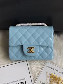 CC original patent calfskin mini flap bag A69906 sky blue