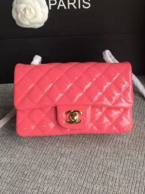 CC original patent calfskin mini flap bag A69900 rose red