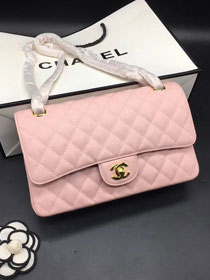 CC original grained calfskin double flap bag A01112 pink