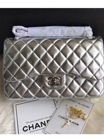 CC original lambskin large double flap bag A58600 silver