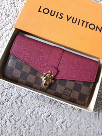 Louis vuitton original damier canvas clapton wallet MN64448 burgundy