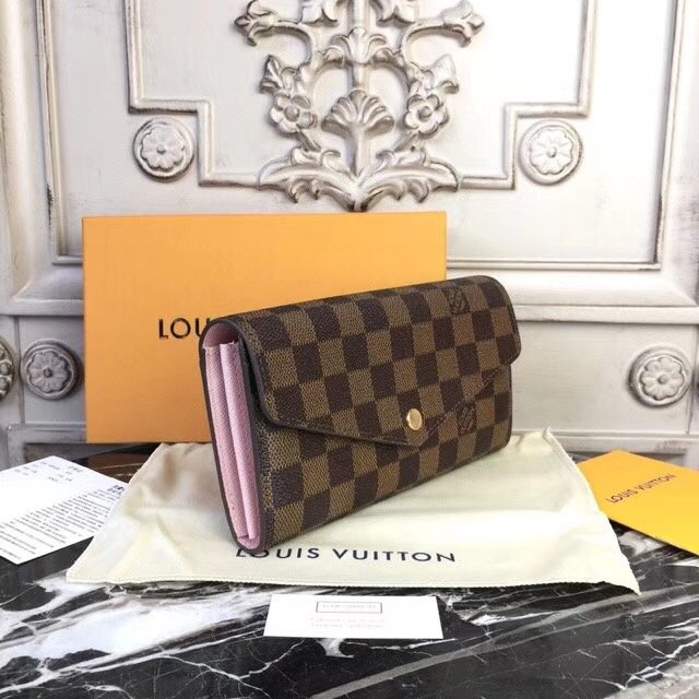 Louis vuitton damier ebene sarah wallet N63209 pink