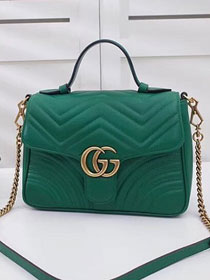 2018 GG Marmont orignal clafskin small top handle bag 498110 green