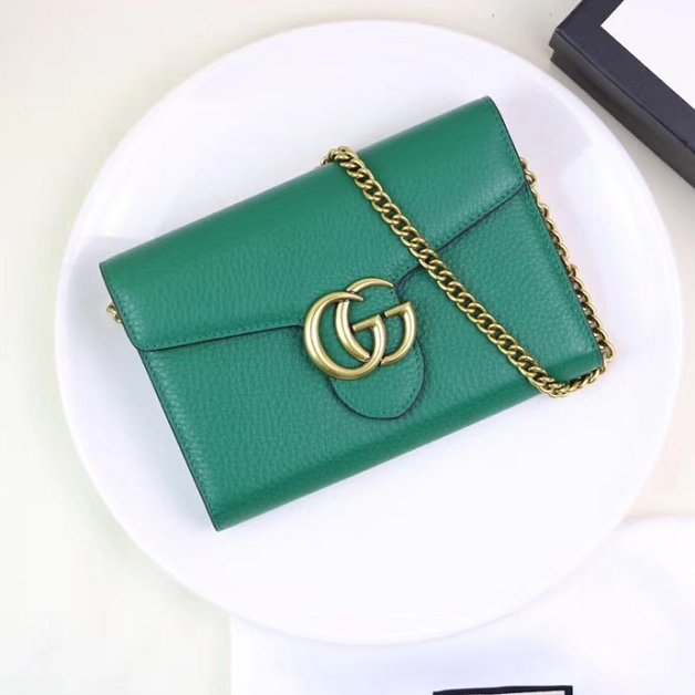 2018 GG marmont original calfskin chain shoulder bag 401232 green