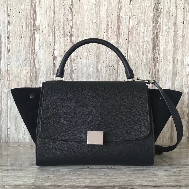 Celine original calfskin&suede medium trapeze bag 18701 black