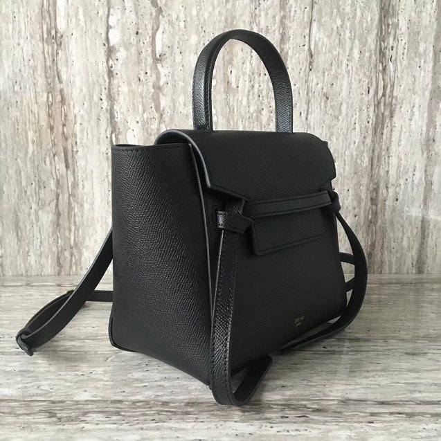 Celine original grained calfskin nano belt bag 189003 black