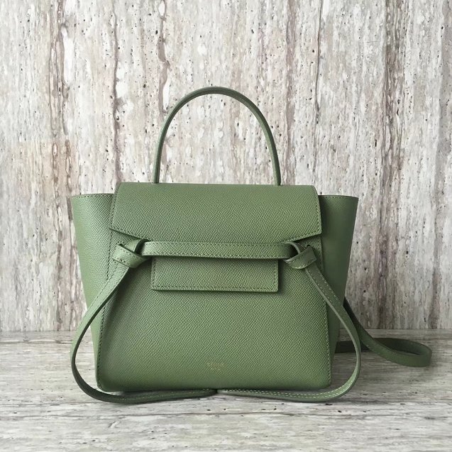 Celine original grained calfskin nano belt bag 189003 green