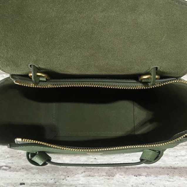 Celine original grained calfskin nano belt bag 189003 green