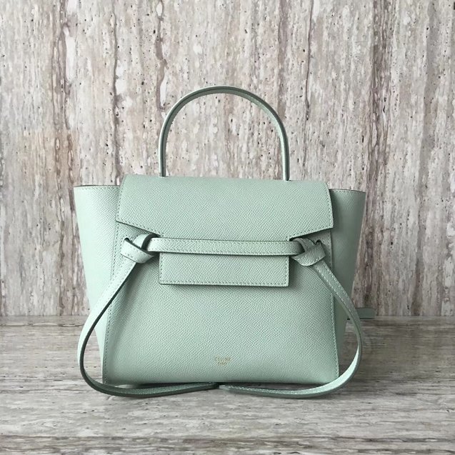 Celine original grained calfskin nano belt bag 189003 light green