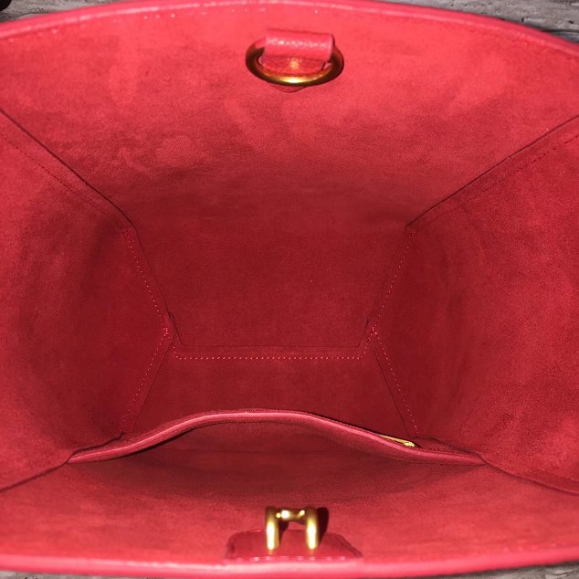 2018 celine original grained calfskin sangle small bucket bag 77426 red