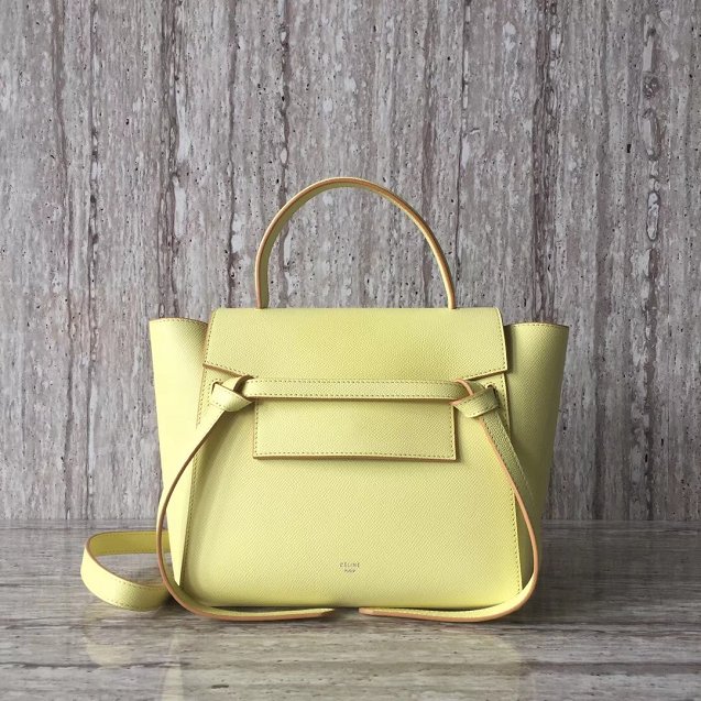 Celine original grained calfskin nano belt bag 189003 light yellow