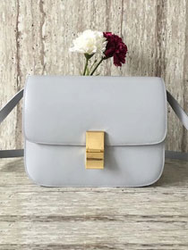 Celine original box calfskin large classic bag 11045 light gray