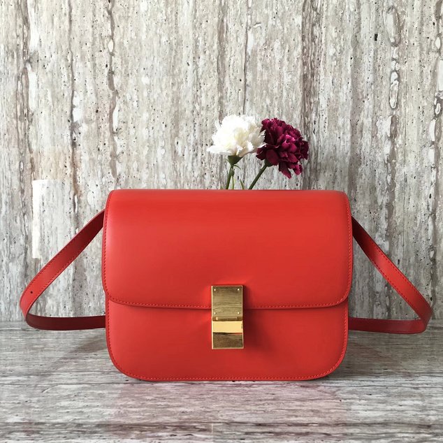 Celine original box calfskin large classic bag 11045 red