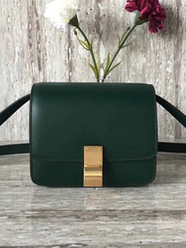 Celine original box calfskin small classic bag 11041 blackish green