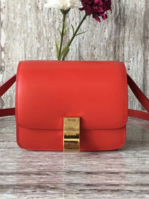 Celine original box calfskin small classic bag 11041 red