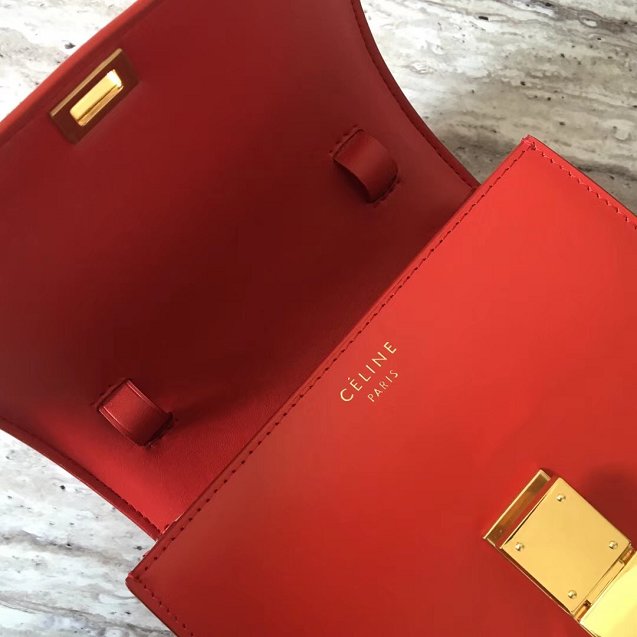 Celine original box calfskin small classic bag 11041 red