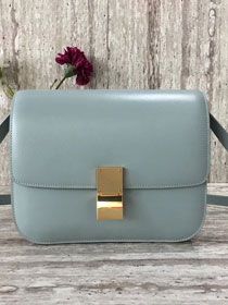 Celine original liege calfskin large classic box bag 11045-1 light blue