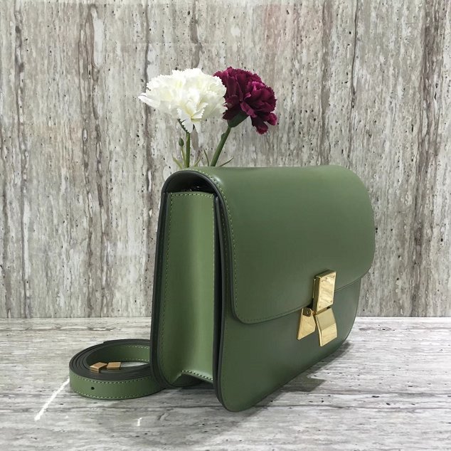 Celine original liege calfskin large classic bag 11045-1 green