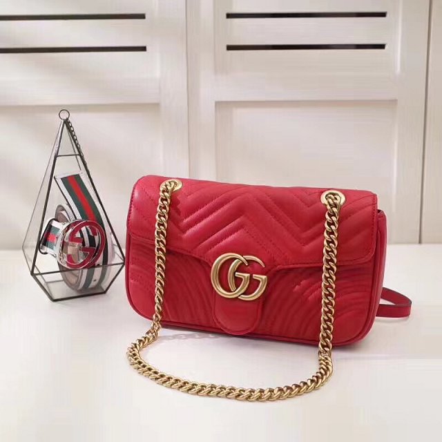 GG original calfskin marmont mini bag 446744 red