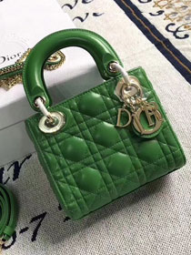 Dior original lambskin mini lady dior bag M0505 green