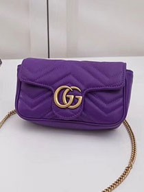 GG original calfskin marmont super mini bag 476433 purple