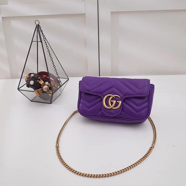 GG original calfskin marmont super mini bag 476433 purple