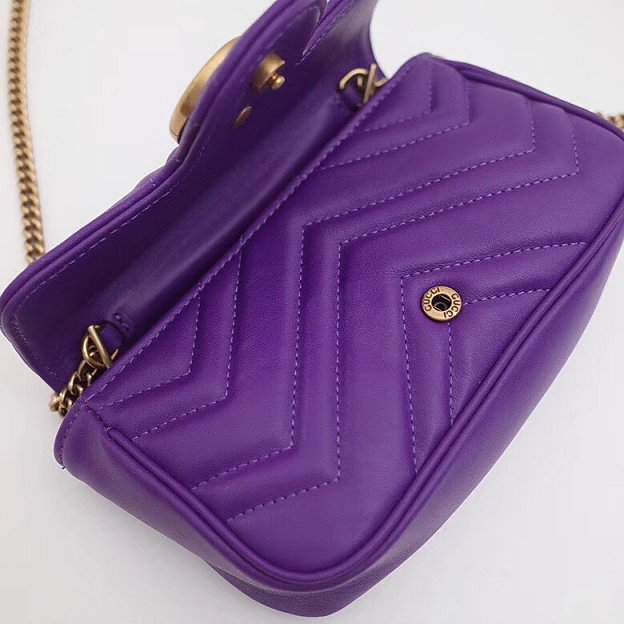 GG original calfskin marmont super mini bag 476433 purple