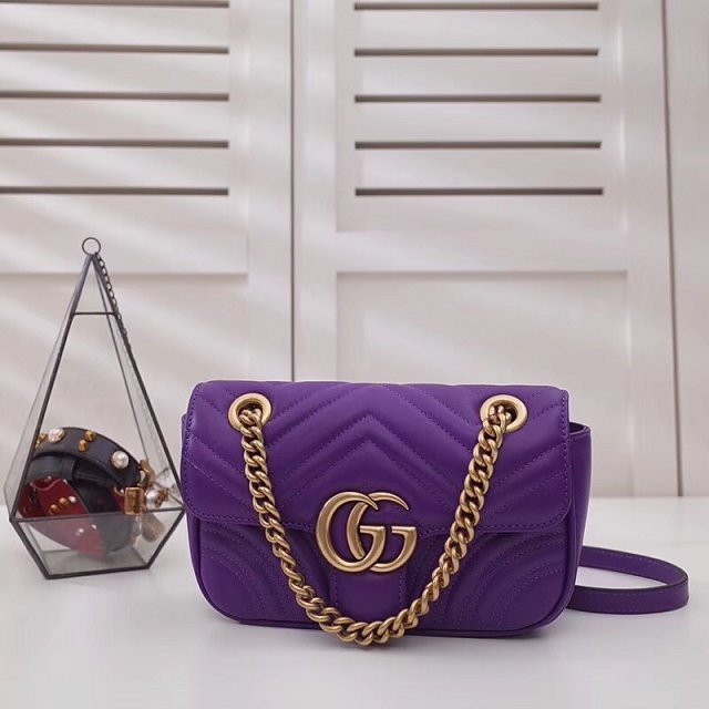 GG original calfskin mini marmont matelasse bag 446744 purple