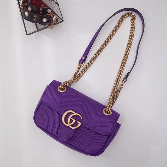 GG original calfskin mini marmont matelasse bag 446744 purple