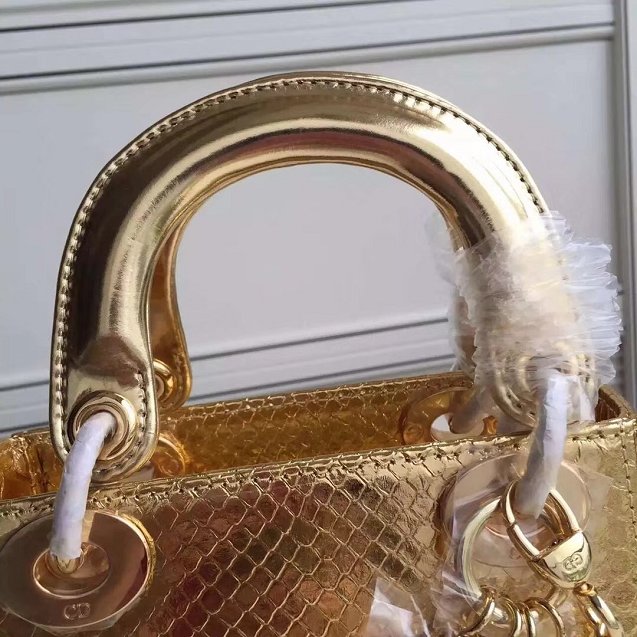 2018 Dior original python leather mini lady dior bag M5808P gold