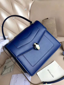 Blvgari original calfskin medium serpenti forever flap cover bag 286858 navy blue