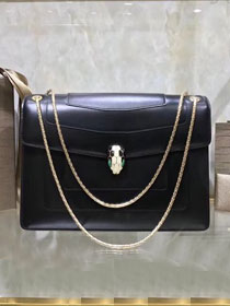 Blvgari original calfskin serpenti forever cover flap bag 283170 black