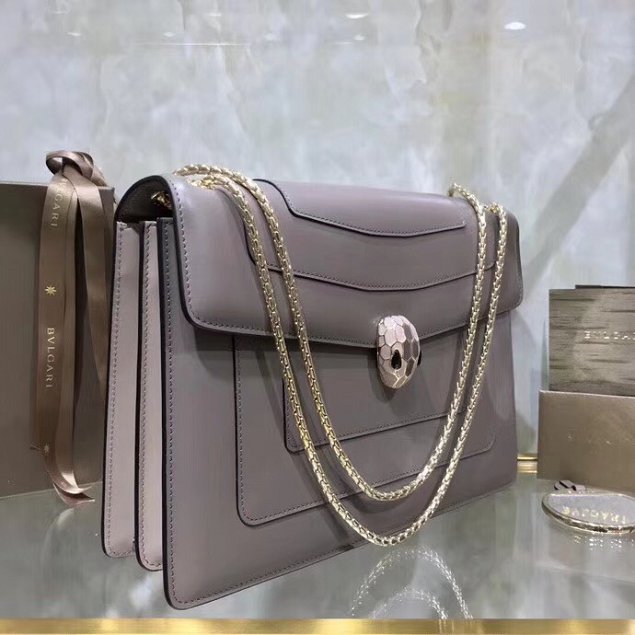 Blvgari original calfskin serpenti forever cover flap bag 283170 grey